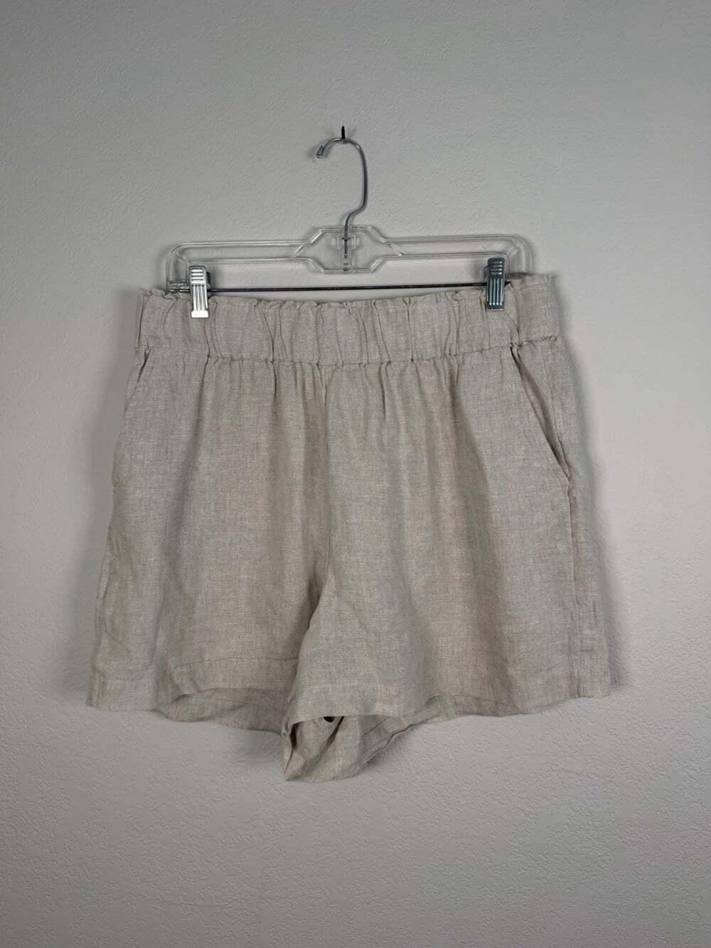 J.CREW Women's Tropez Lightweight 100% Linen Utility Beige Linen Short L Coastal